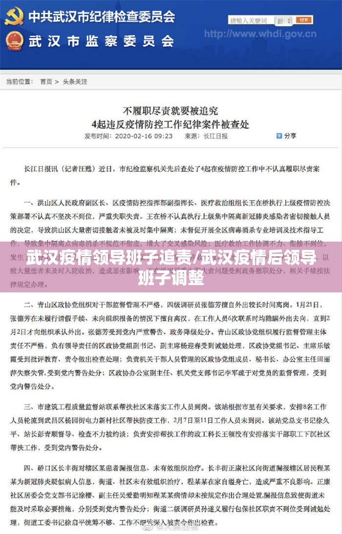 武汉疫情领导班子追责/武汉疫情后领导班子调整