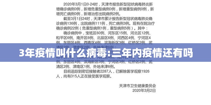 3年疫情叫什么病毒:三年内疫情还有吗