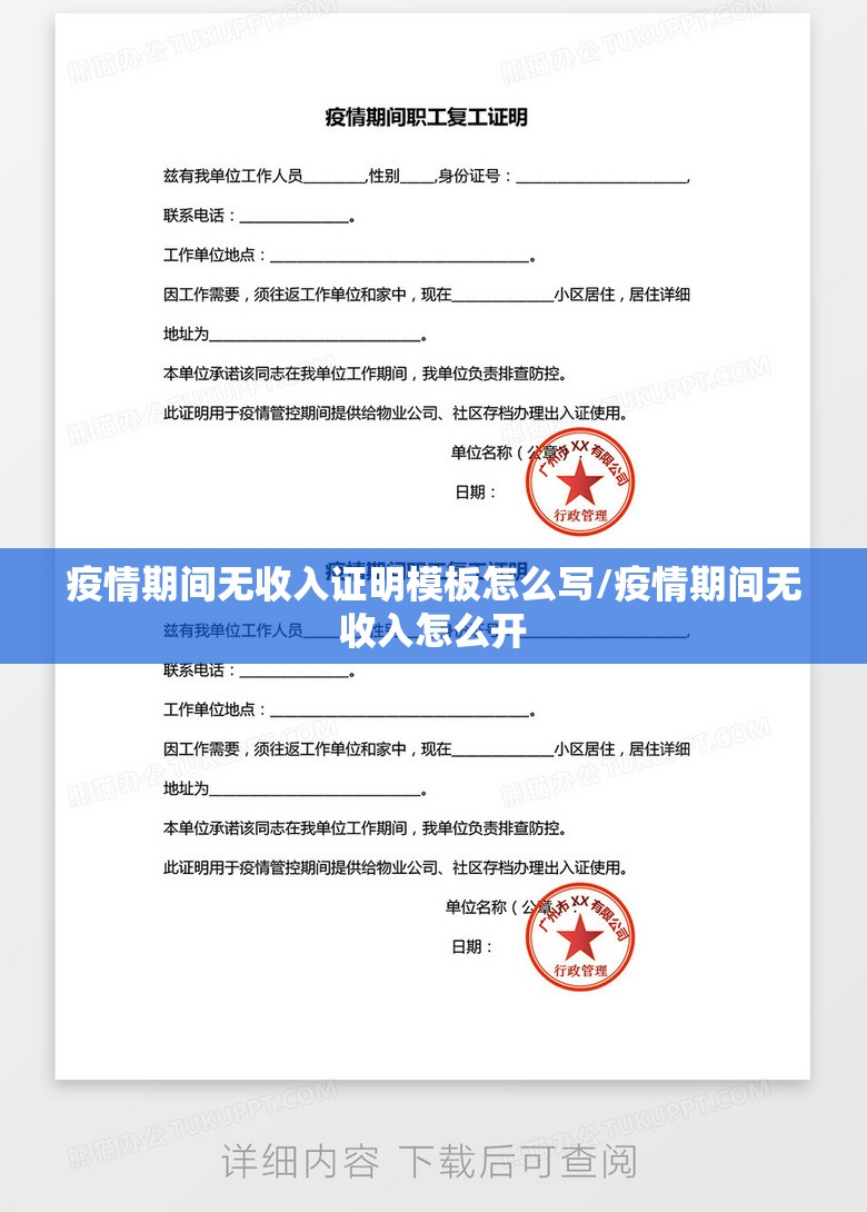 疫情期间无收入证明模板怎么写/疫情期间无收入怎么开