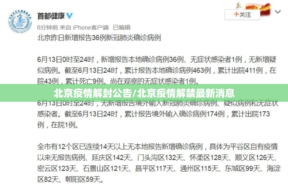 北京疫情解封公告/北京疫情解禁最新消息