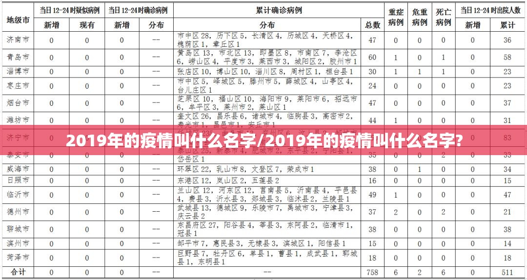 2019年的疫情叫什么名字/2019年的疫情叫什么名字?