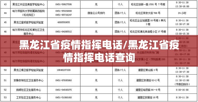 黑龙江省疫情指挥电话/黑龙江省疫情指挥电话查询