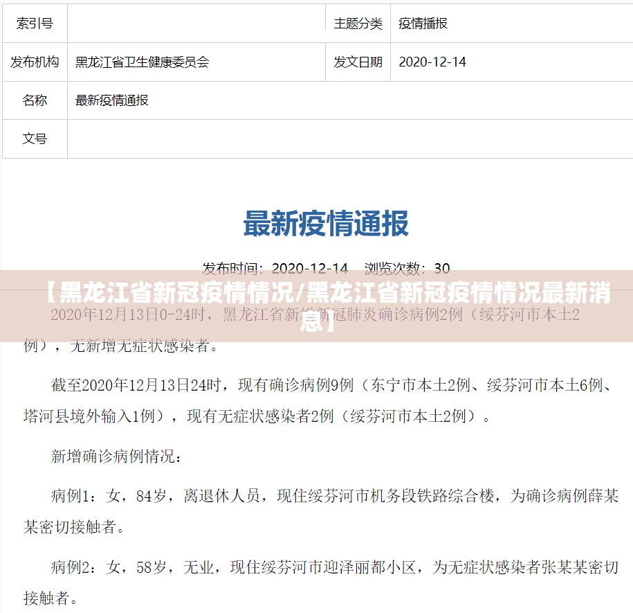 【黑龙江省新冠疫情情况/黑龙江省新冠疫情情况最新消息】