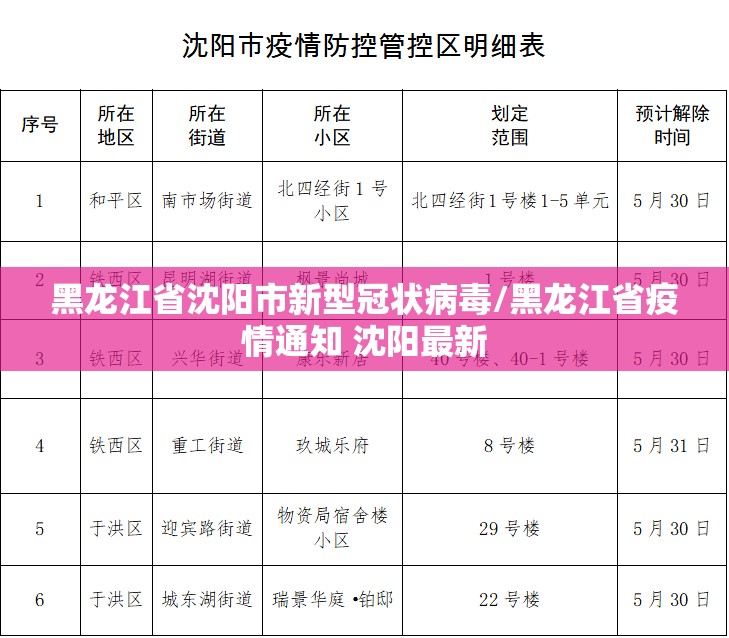 黑龙江省沈阳市新型冠状病毒/黑龙江省疫情通知 沈阳最新