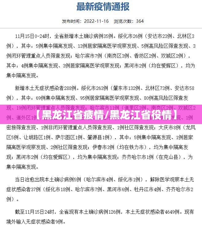 【黑龙江省疲情/黑龙江省役情】