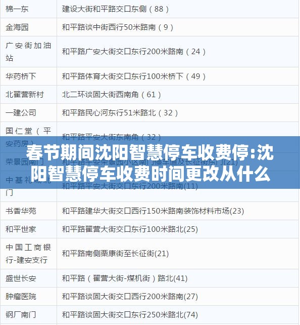 春节期间沈阳智慧停车收费停:沈阳智慧停车收费时间更改从什么时候开始实行?
