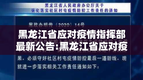 黑龙江省应对疫情指挥部最新公告:黑龙江省应对疫情指挥部最新公告消息