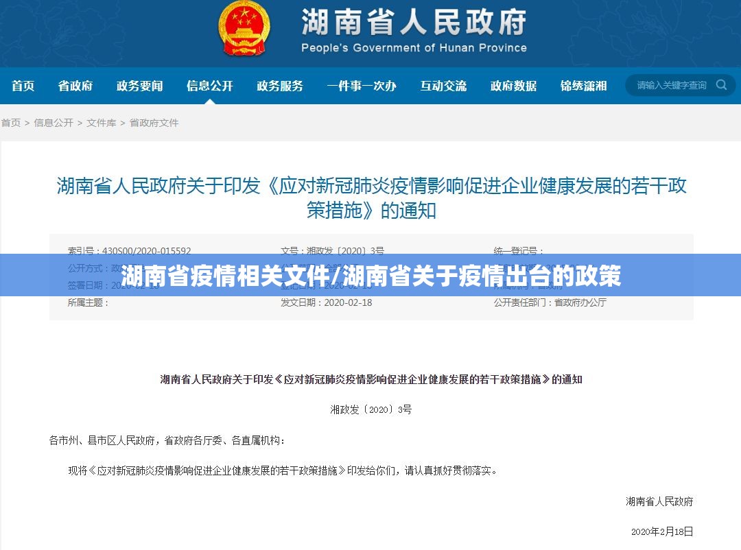 湖南省疫情相关文件/湖南省关于疫情出台的政策