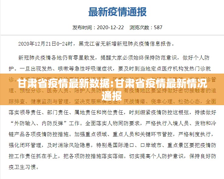 甘肃省疫情最新数据:甘肃省疫情最新情况通报