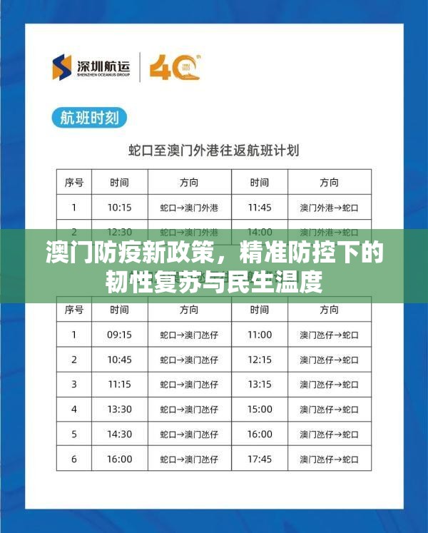 澳门防疫新政策，精准防控下的韧性复苏与民生温度