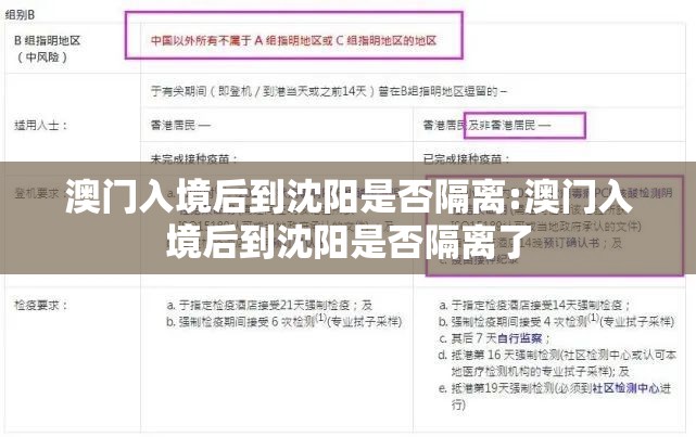 澳门入境后到沈阳是否隔离:澳门入境后到沈阳是否隔离了