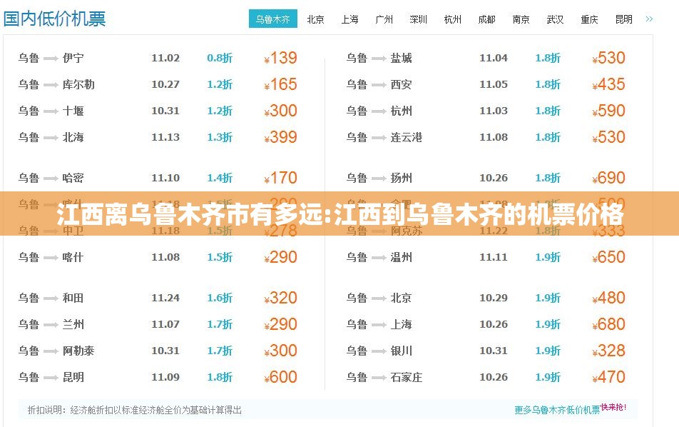江西离乌鲁木齐市有多远:江西到乌鲁木齐的机票价格