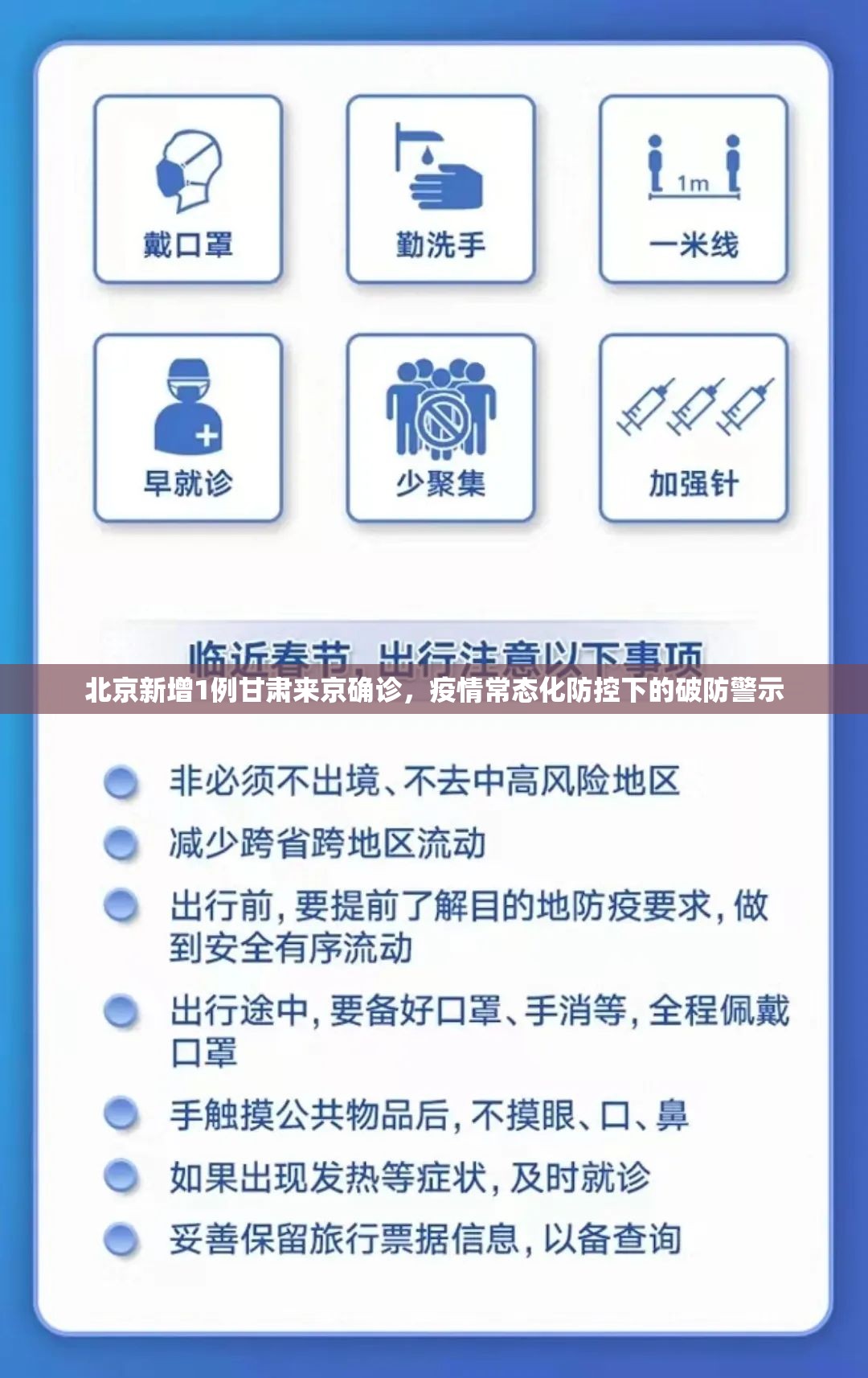 北京新增1例甘肃来京确诊，疫情常态化防控下的破防警示