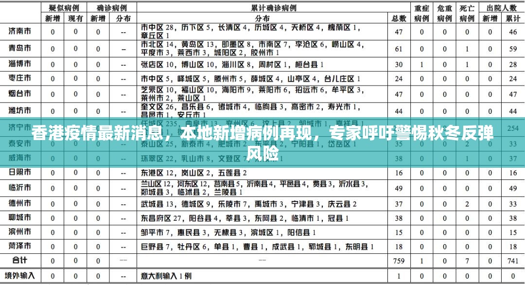 香港疫情最新消息，本地新增病例再现，专家呼吁警惕秋冬反弹风险